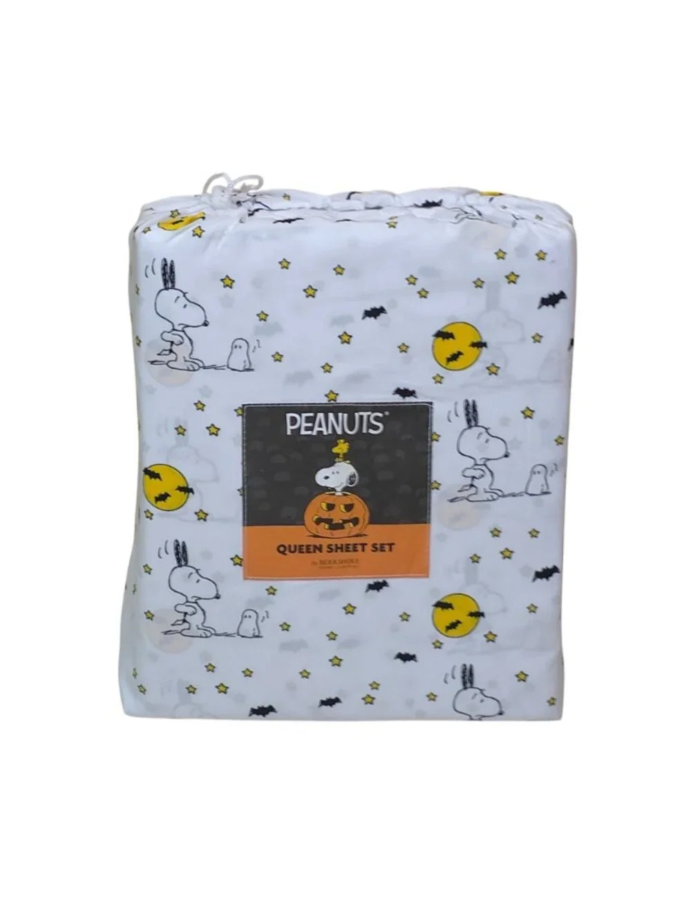 Peanuts Snoopy Halloween Queen Sheet Set By Berkshire Bats Ghosts Moon Polyester